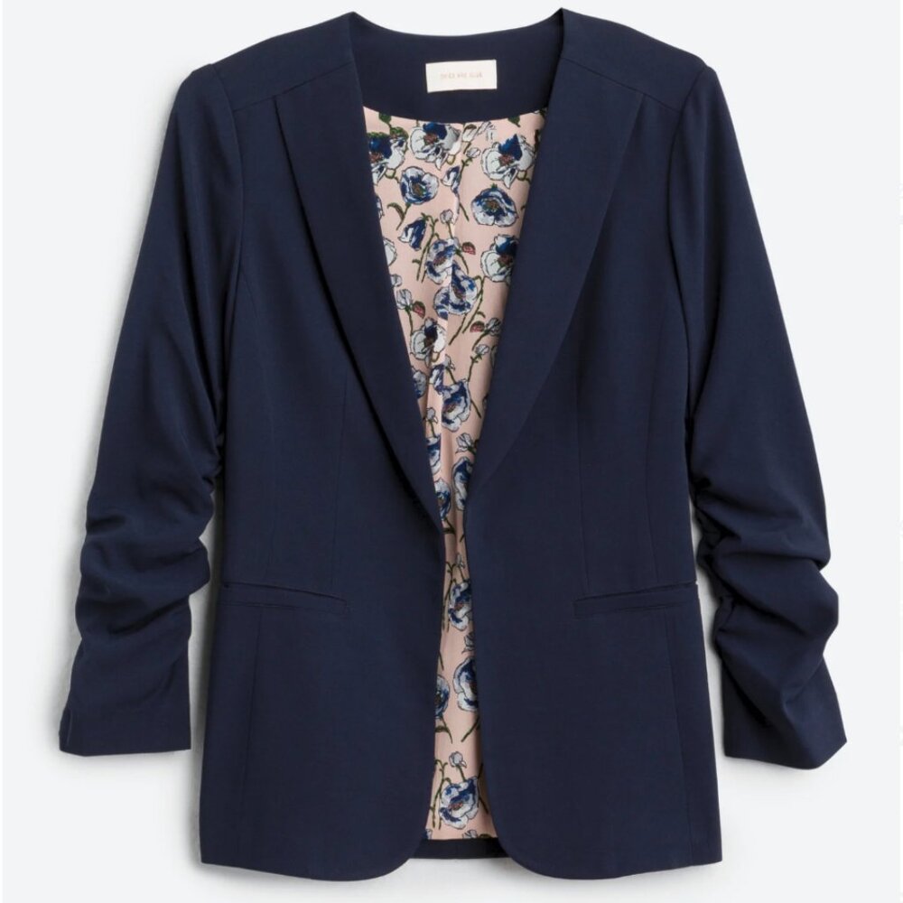 "Skies Are Blue" Raja Collarless Blazer Navy Blue SIZE SMALL (NEW WITH TAGS)